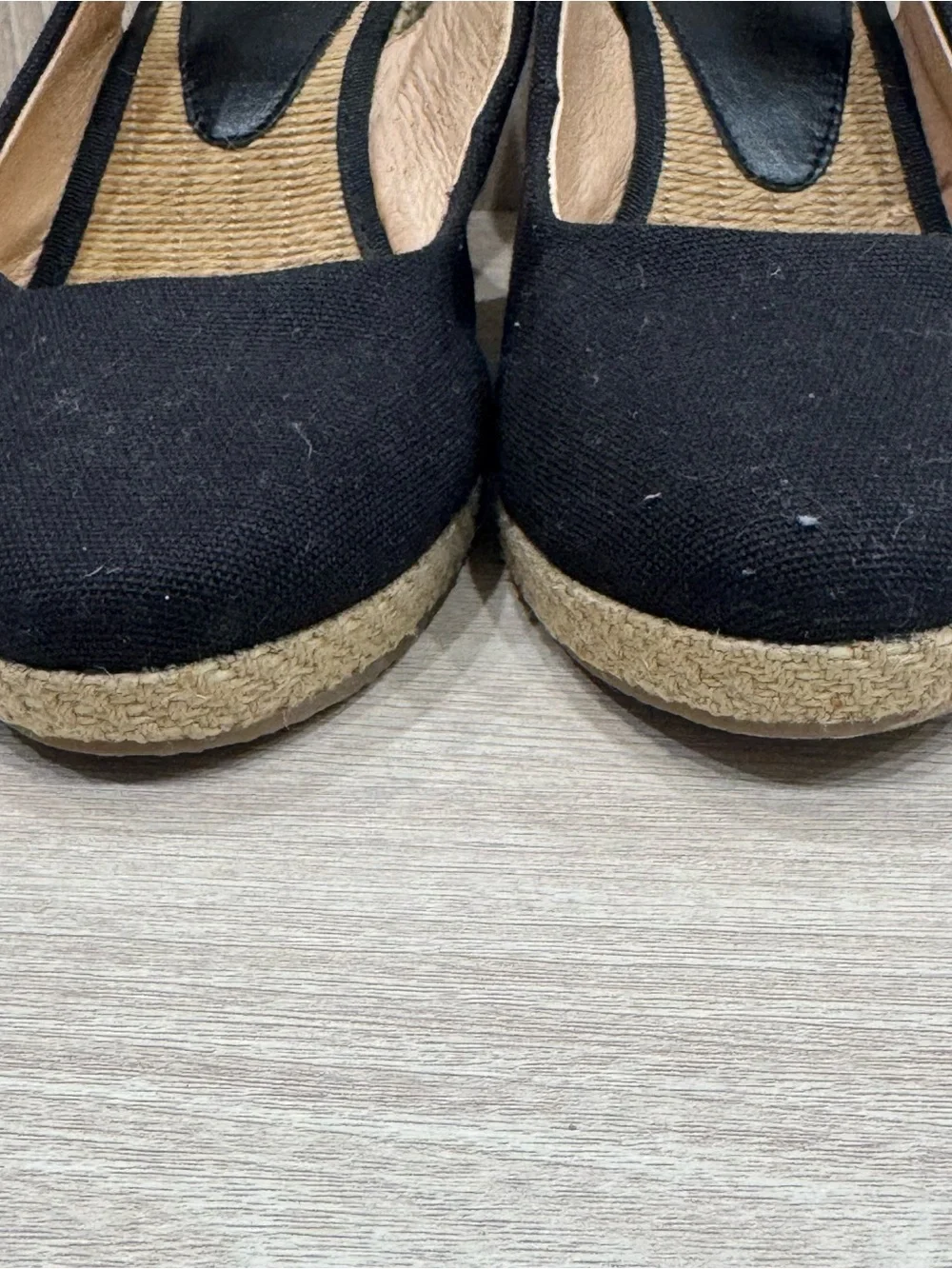Dune London Black Canvas Espadrille Wedge Slingbacks